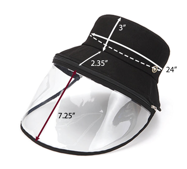 Lucete Face Shield Anti-Spitting Hat (Black : Adult Size, Kids Size)