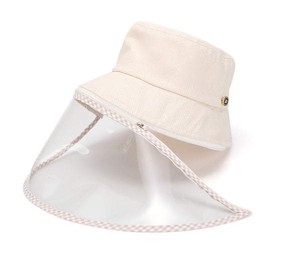Lucete Face Shield Anti-Spitting Hat (Beige: Adult Size, Kids Size)
