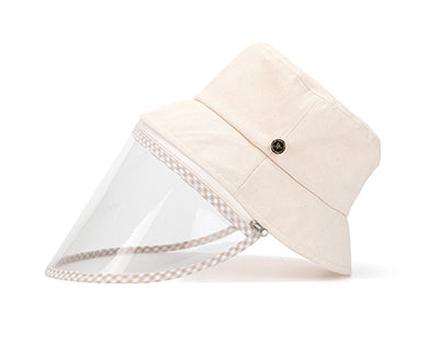 Lucete Face Shield Anti-Spitting Hat (Beige: Adult Size, Kids Size)